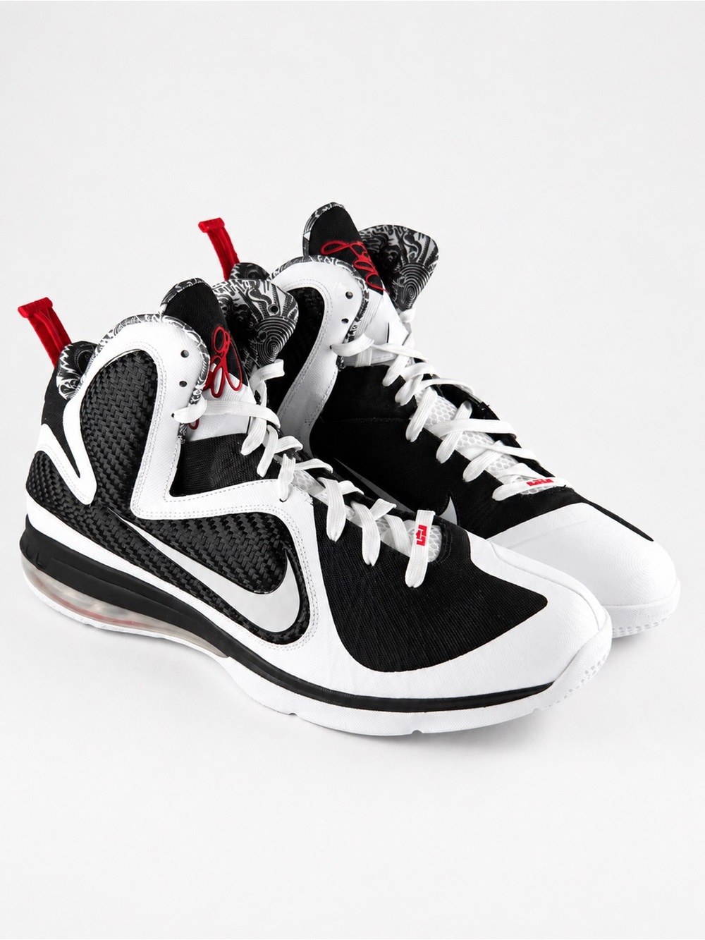 Size 15M- Nike LeBron 9 Freegums Black & White High-Top Basketball Shoes